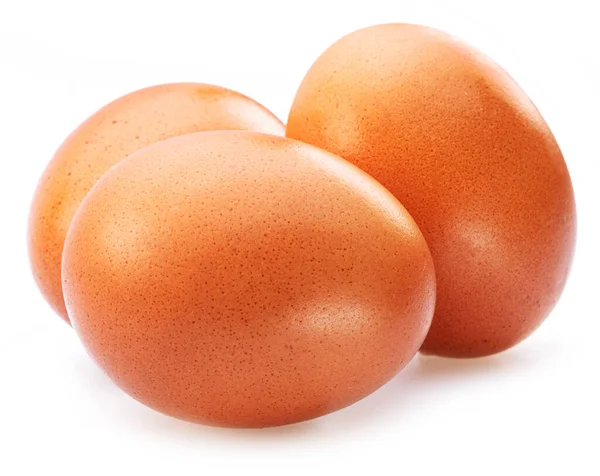 Коричневые Куриные Яйца Белом Фоне — стоковое фото