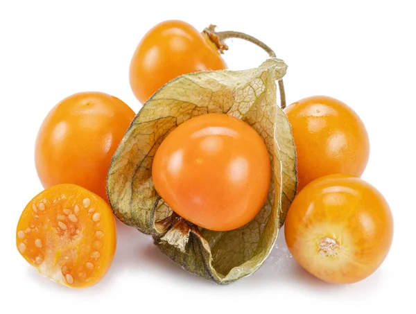 Ripe Physalis Golden Berry Fruits Calyx Isolated White Background — Stock Fotó