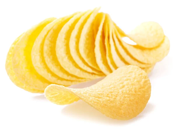 Leckere Kartoffelchips Isoliert Auf Weißem Hintergrund — Stockfoto