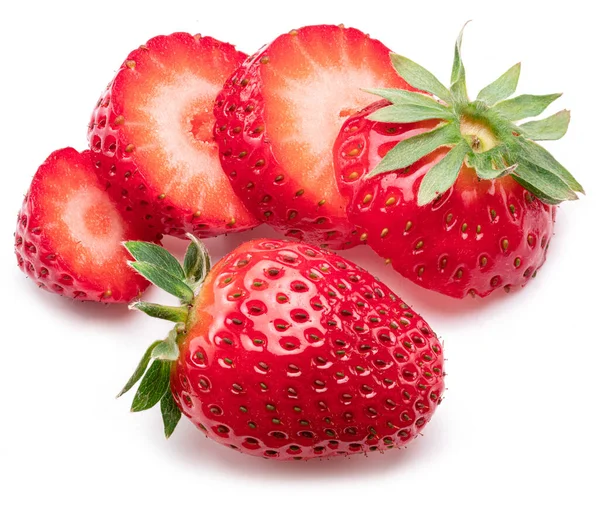 Chopped Strawberry Isolated White Background — Stockfoto