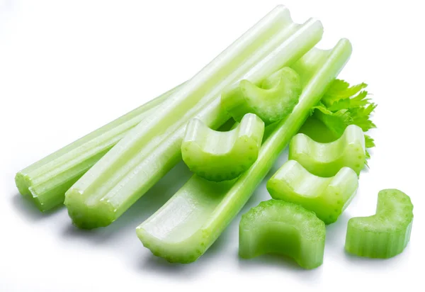 Hromada Celerových Žeber Řezů Izolovaných Bílém Pozadí — Stock fotografie