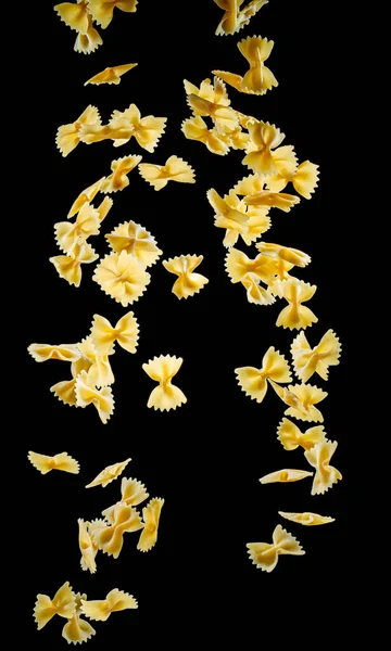 Falling Dawn Farfalle Pasta Balck Background — Zdjęcie stockowe