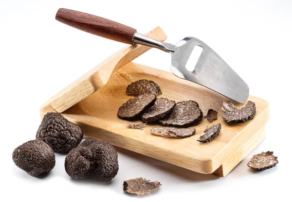 Black Edible Winter Truffle White Background Most Famous Truffles — Stock Photo, Image