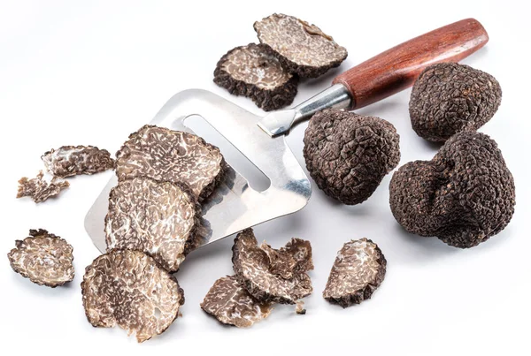 Black Edible Winter Truffle White Background Most Famous Trufflez — Stockfoto