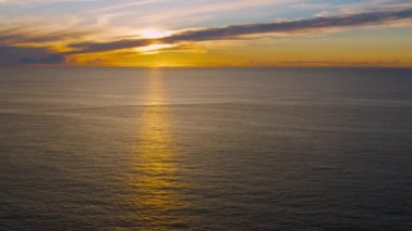 Beautiful sunset in the Atlantic Ocean at Cape Cabo Da Roca, Portugal. The westernmost point of Europe, September, 2022. 