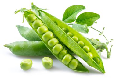 Perfect green peas in pod isolated on white background. clipart