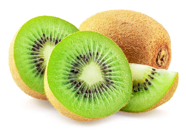 Kiwi Fruit Kiwi Slices Isolated White Background — Φωτογραφία Αρχείου