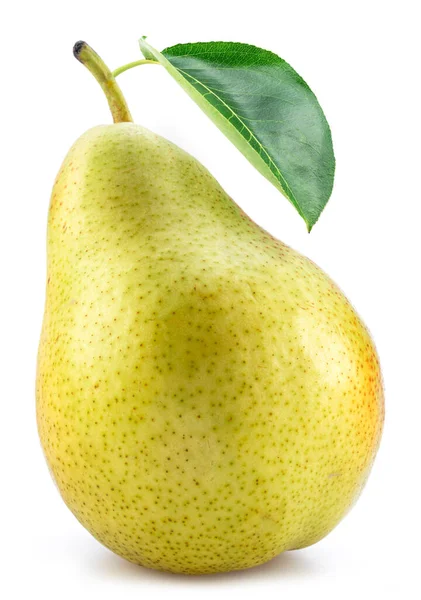 早熟梨与孤立在白色背景上的绿色叶 — 图库照片