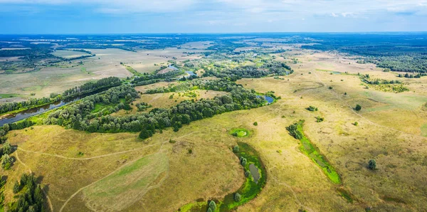 Beautiful Ukrainian Nature Background Drone View Riverbank Seym River Amazing — Stock Photo, Image