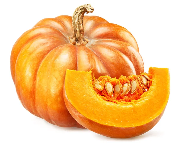 Orange Pumpkin Pumpkin Slice Isolated White Background — Stock Photo, Image