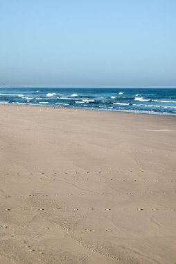 Yaz günü plaj manzarası, tatil konsepti.