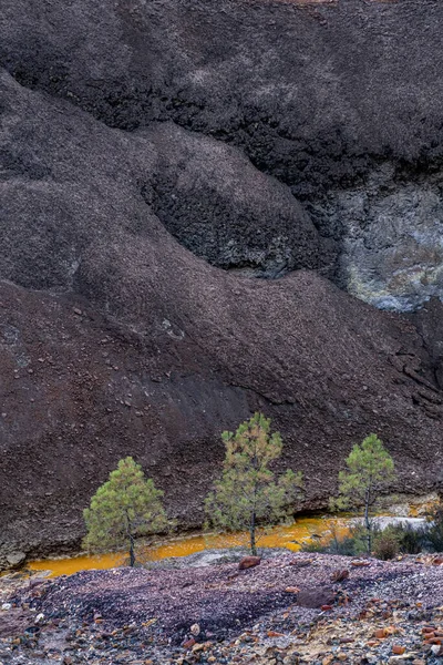 Rio Tinto Huelva Spanien Rödfärgat Vatten Grund Utvinning Mineraler Som — Stockfoto