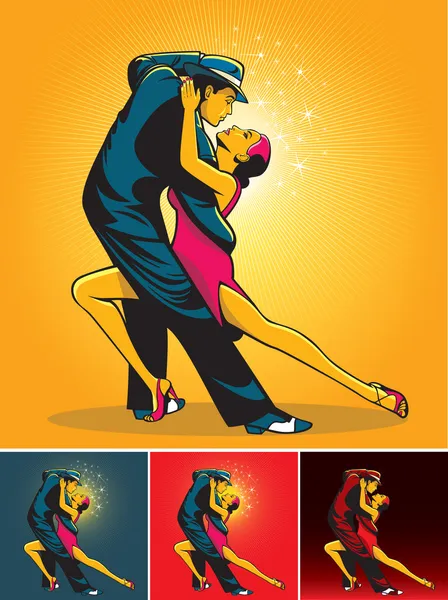 Bailarines de tango — Vector de stock