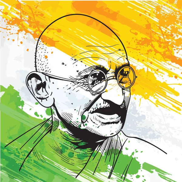 Mohandas Karamchand Gandhi Fue Abogado Indio Nacionalista Anticolonial Ético Político — Vector de stock