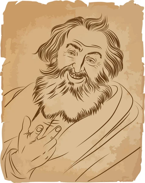 Lachende Democritus Oude Griekse Filosoof — Stockvector