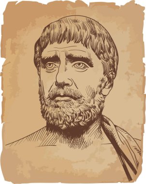 Miletus serisi sanat portresi. Sokrat öncesi Yunan filozof, matematikçi ve astronom. Vektör