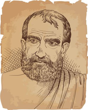 Pherecydes sanat portresi. Sokrat öncesi Yunan filozof, matematikçi ve astronom. Vektör
