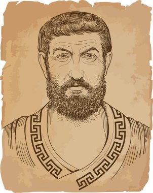 Elea 'lı Parmenides, Magna Graecia' daki Elea 'dan bir Socrates öncesi Yunan filozofuydu. Vektör