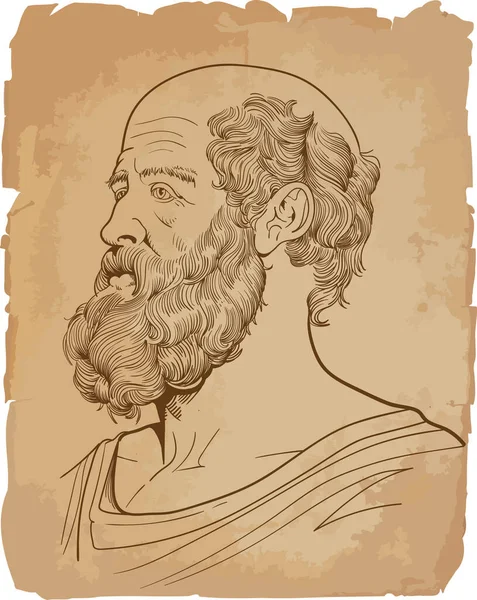 Hippokrates Line Art Illustration — Stockový vektor