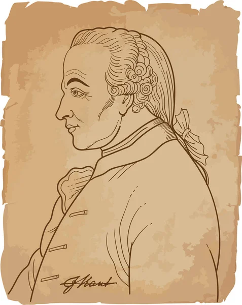 Emmanuel Kant Portrait Bande Dessinée Isolé Vecteur — Image vectorielle