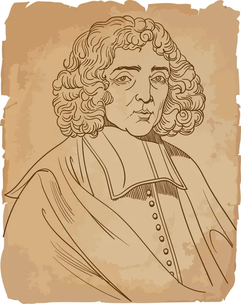 Benedictus Spinoza Línea Retrato Arte Vector — Archivo Imágenes Vectoriales