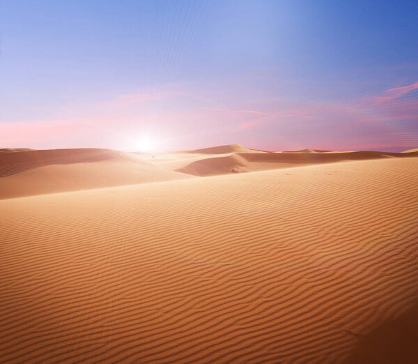 Anoramic Sahara Scenic Sun Flare Stock Picture