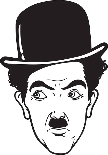 Charlie Chaplin 1899 1977 Retrato Linha Arte Vetor Ele Era — Vetor de Stock