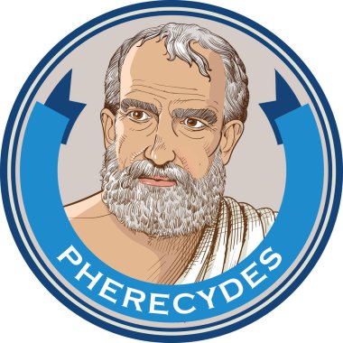 Pherecydes sanat portresi. Sokrat öncesi Yunan filozof, matematikçi ve astronom. Vektör