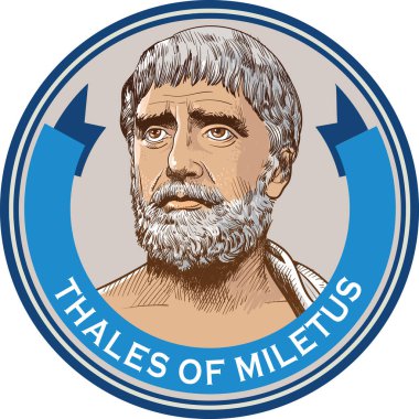 Miletus serisi sanat portresi. Sokrat öncesi Yunan filozof, matematikçi ve astronom. Vektör