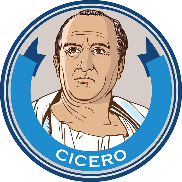 Cicero Portré Római Politikus Ügyvéd Római Köztársaság Konzulja Római Tartomány — Stock Vector