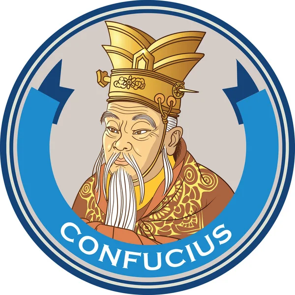 Portrait Vectoriel Confucius Illustration Linéaire — Image vectorielle