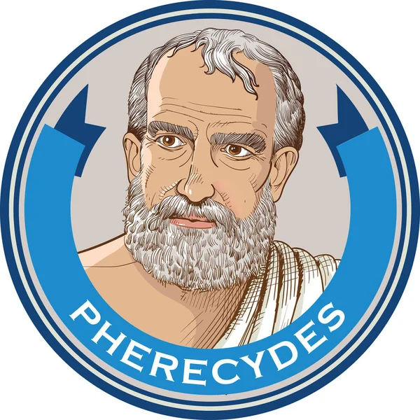 Pherecydes Vonal Művészeti Portré Szókratész Előtti Görög Filozófus Matematikus Csillagász — Stock Vector