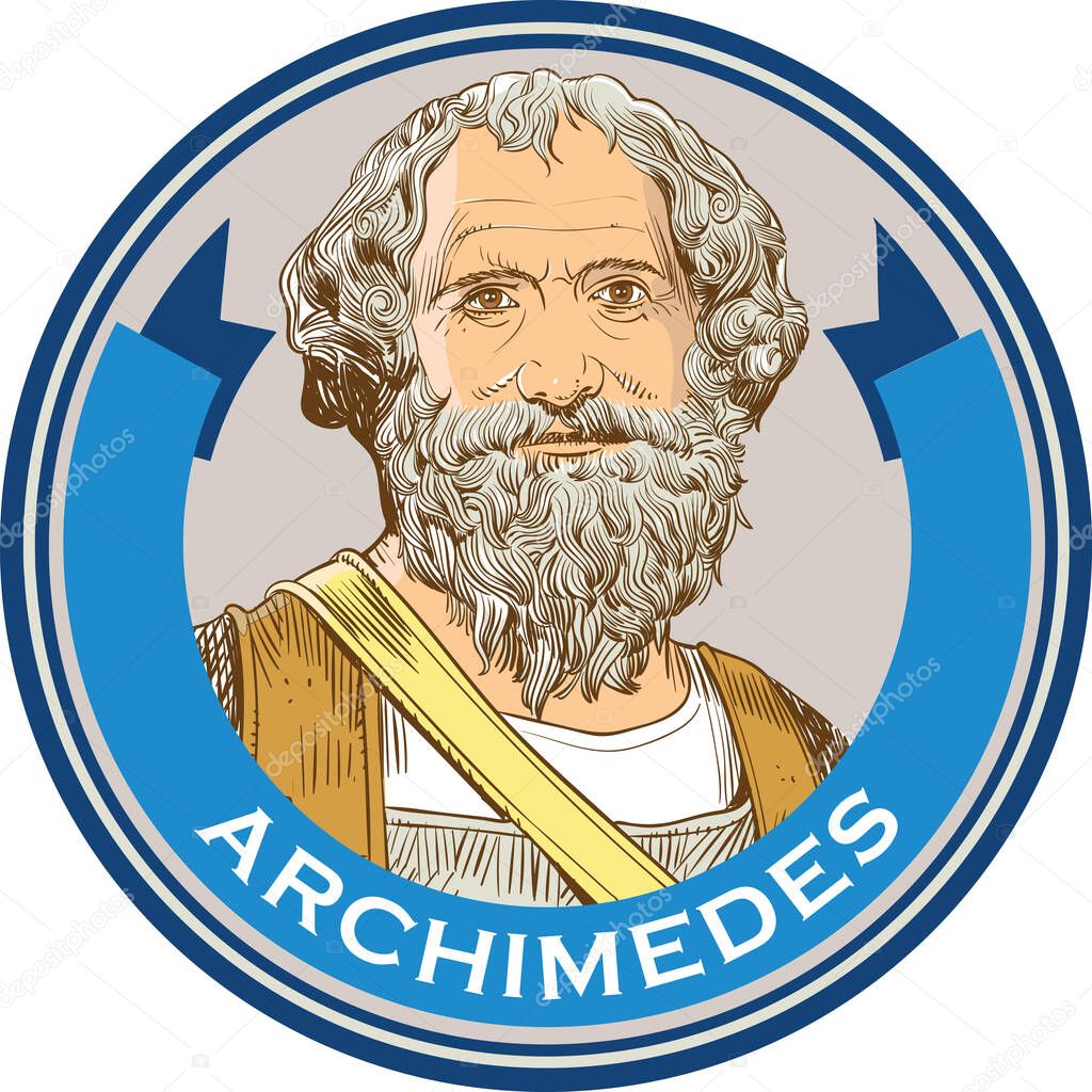 Portrait of Archimedes. Ancient greek philosopher
