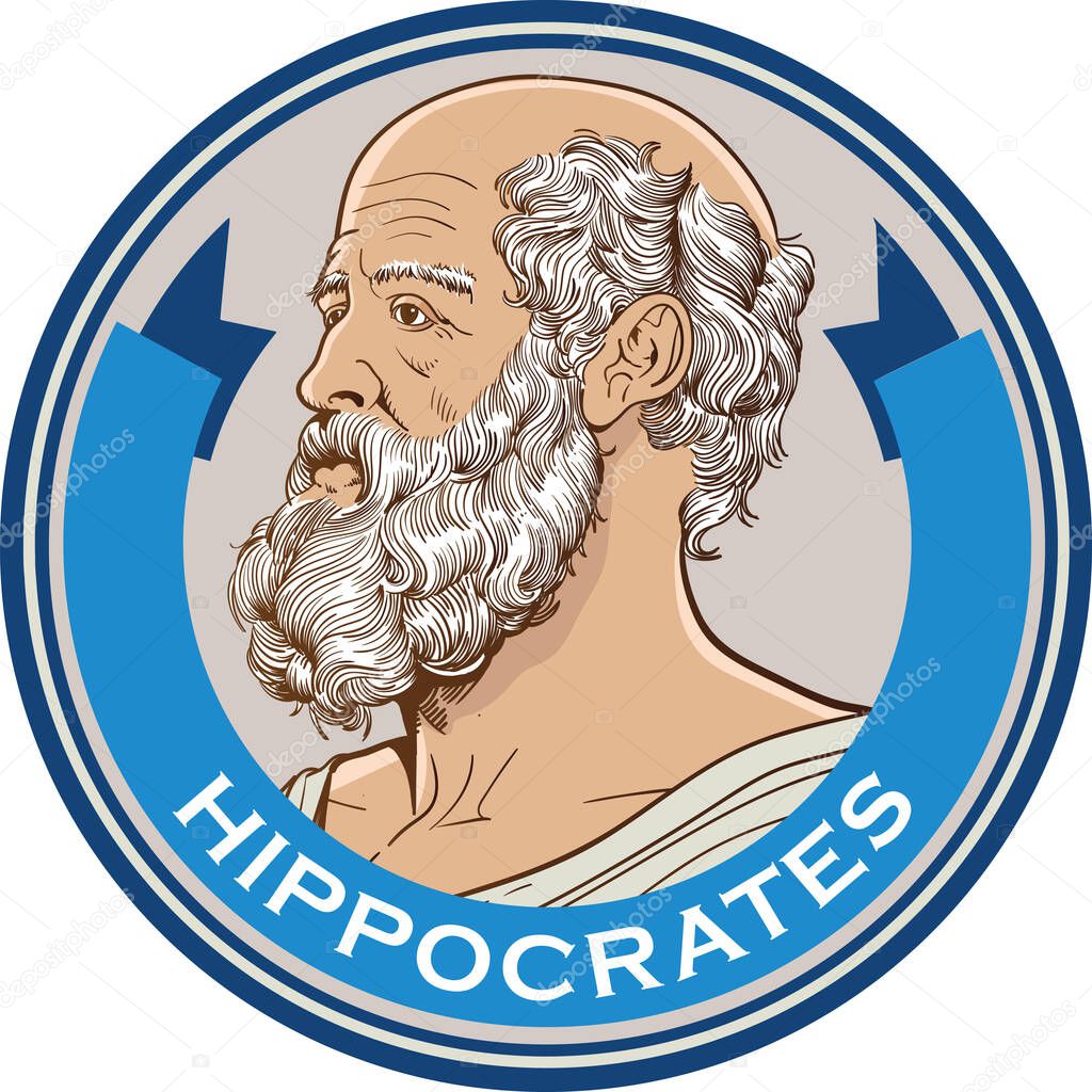 Hippocrates line art illustration