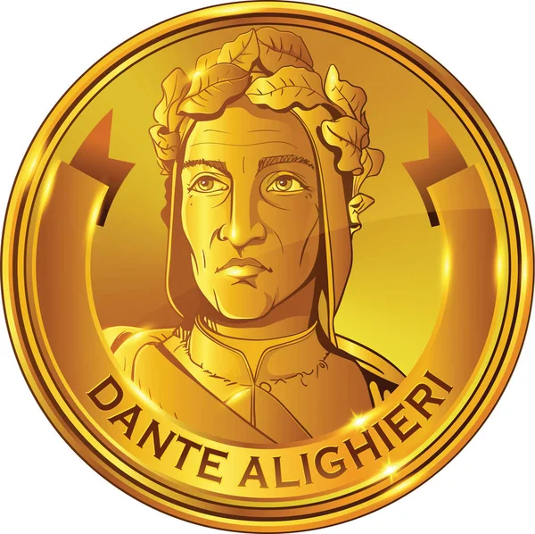 Durante Degli Alighieri Een Italiaanse Dichter Late Middeleeuwen Lijn Art — Stockvector