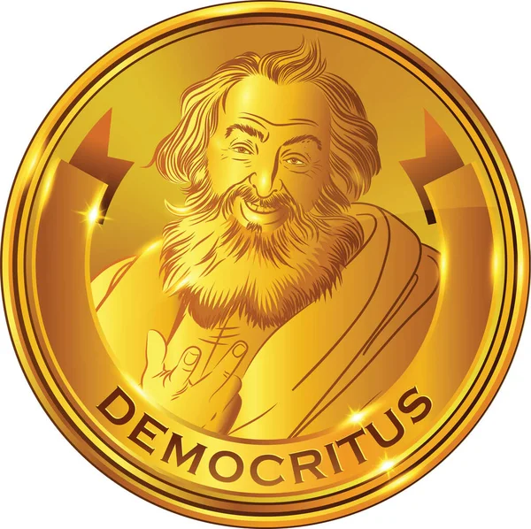 Lachende Democritus Lijn Kunst Portretten Vecto — Stockvector