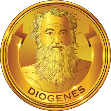 Kötümser Diogenes (MÖ 404-MÖ 323) çizgi sanatında bir portre. Alaycı felsefenin kurucularından olan antik Yunan filozofu Stoic 'in kendi kendine yetebilme ve lüksün reddedilmesini vurguladı..