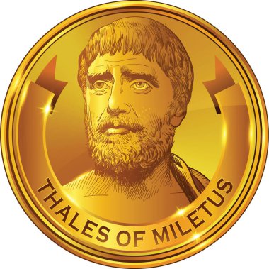 Miletus serisi sanat portresi. Sokrat öncesi Yunan filozof, matematikçi ve astronom. Vektör