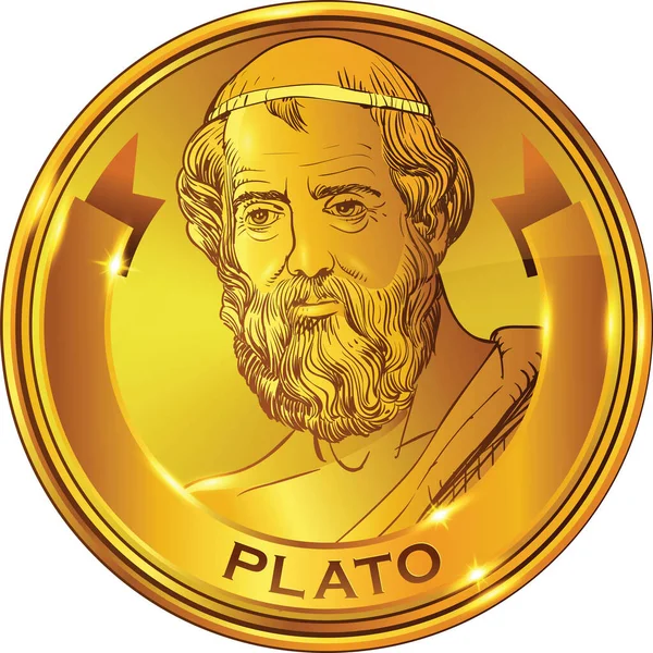 Çizgi Sanatında Plato Portresi Antik Yunan Filozof Matematikçi Felsefi Diyalogların — Stok Vektör