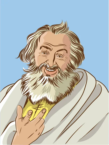 Lachende Democritus Lijn Kunst Portretten Vector — Stockvector