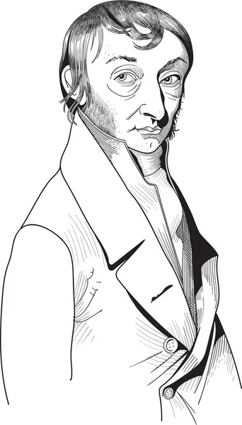 Amedeo Carlo Avogadro Física Matemáticas Retrato Estilo Caricatura Era Científico — Vector de stock