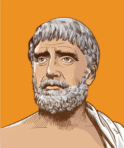 Thales Miletus Line Art Portrait 의줄임 말입니다 소크라테스 이전의 그리스 — 스톡 벡터