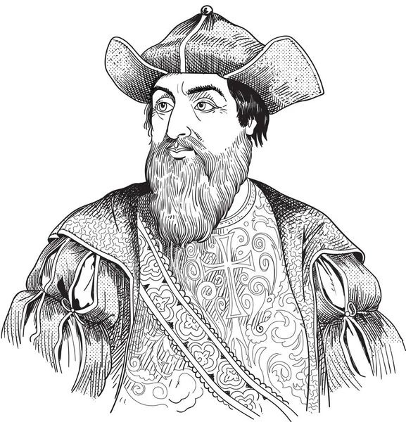 Famoso Vasco Gama Que 1498 Rodeó Cabo Buena Esperanza Navegó — Archivo Imágenes Vectoriales