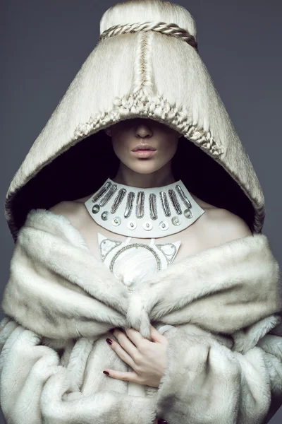 Modelo em casaco de pele — Fotografia de Stock