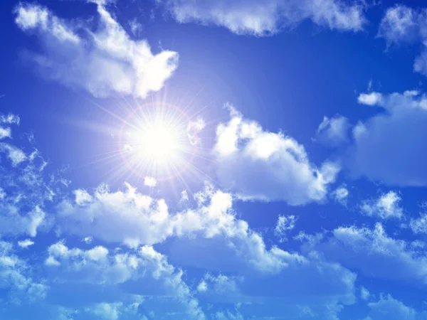 Blue Sky with Sun and Clouds — Stock Photo, Image