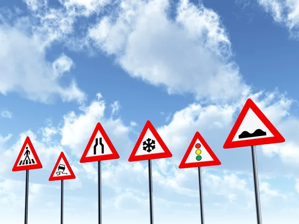 Traffic Signs with Clouds — Stock Photo, Image