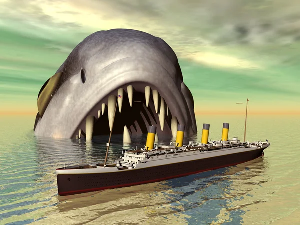 Big fish with Ocean Liner — Stock Photo, Image