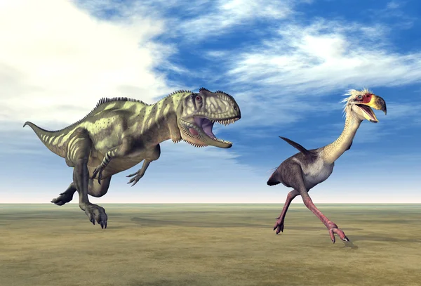 Yangchuanosaurus y Phorusrhacos — Foto de Stock