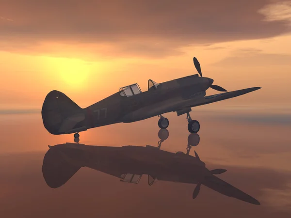 Aviones de combate estadounidenses con puesta de sol — Foto de Stock