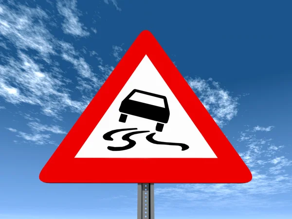 Estrada escorregadia quando molhada ou suja — Fotografia de Stock